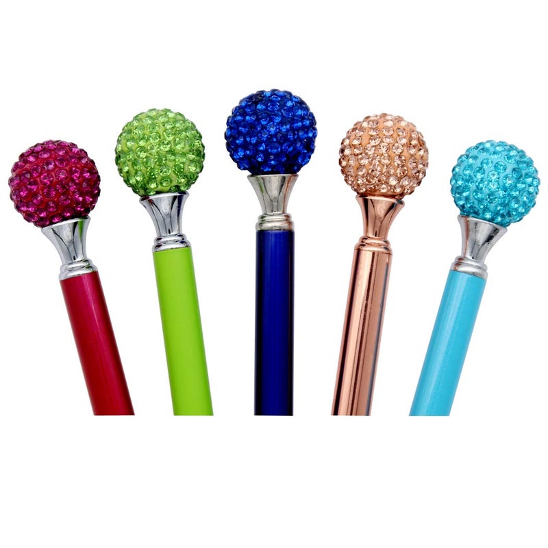 Gullor 5PCS Diamond Ball Retractable Ballpoint Pen, Bling Metal Ballpoint Pens, Multicolor B - Image 4